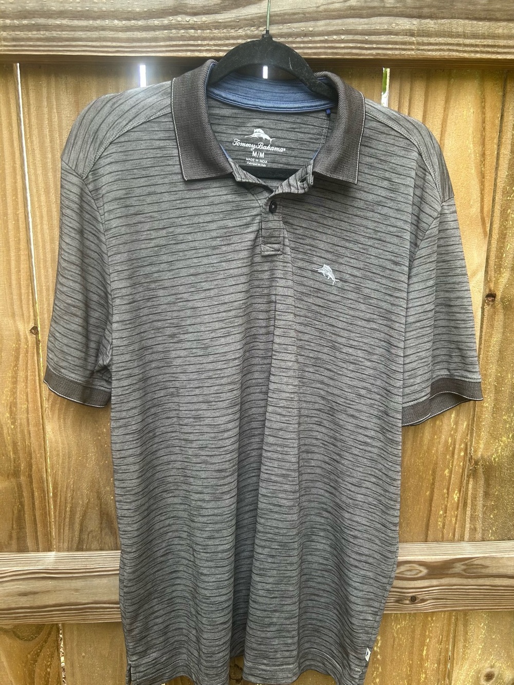 Tommy Bahama Men’s Charcoal Gray Striped Polo size medium